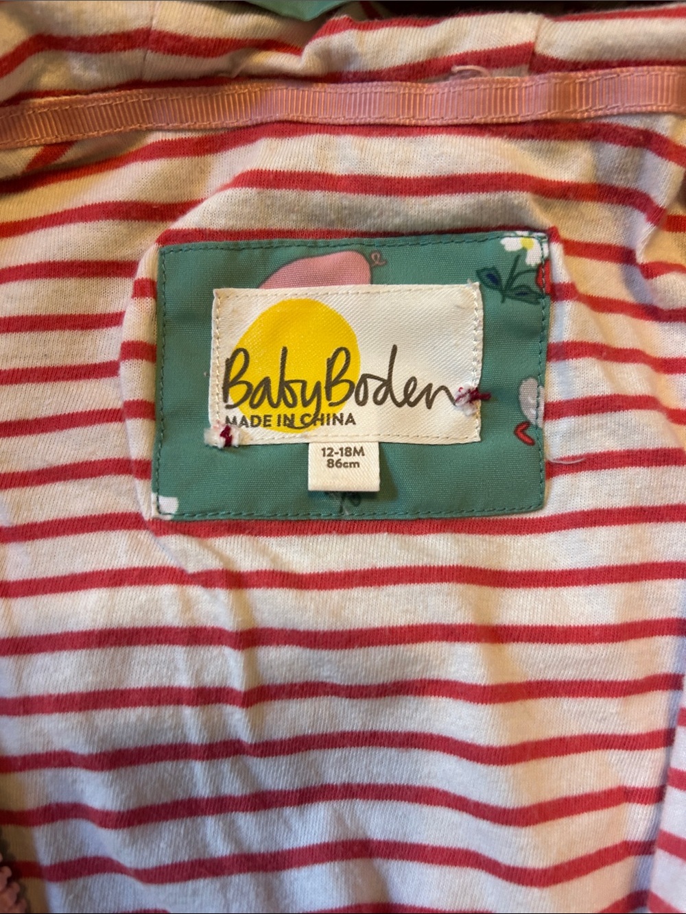 Baby Boden Green Raincoat with baby farm animals, 12-18 months - Picture 2 of 6